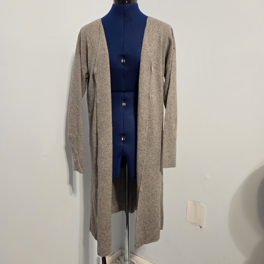 Vintage Gray Cashmere Wool Blend Long Cardigan Size P